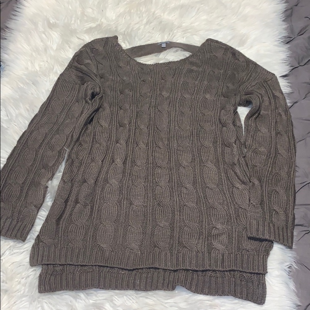 Charlotte Russe brown knit open back sweater